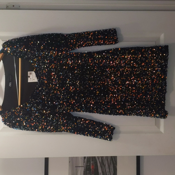 BNWT Zara Sequins and Velvet mini dress - Picture 8 of 8